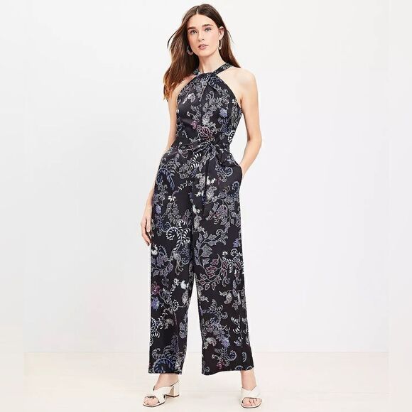 LOFT Pants - LOFT Dotted Foliage Halter Jumpsuit Sz 16 NWT